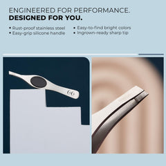 Coco's Closet easy-clean stainless steel tweezers stay hygienic after use.