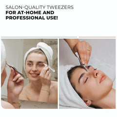 Coco's Closet travel-friendly tweezers with pouch for on-the-go grooming.