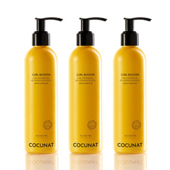 COCUNAT 3 Curl Booster bottle shows frizz control and deep hydration for defined curls.
