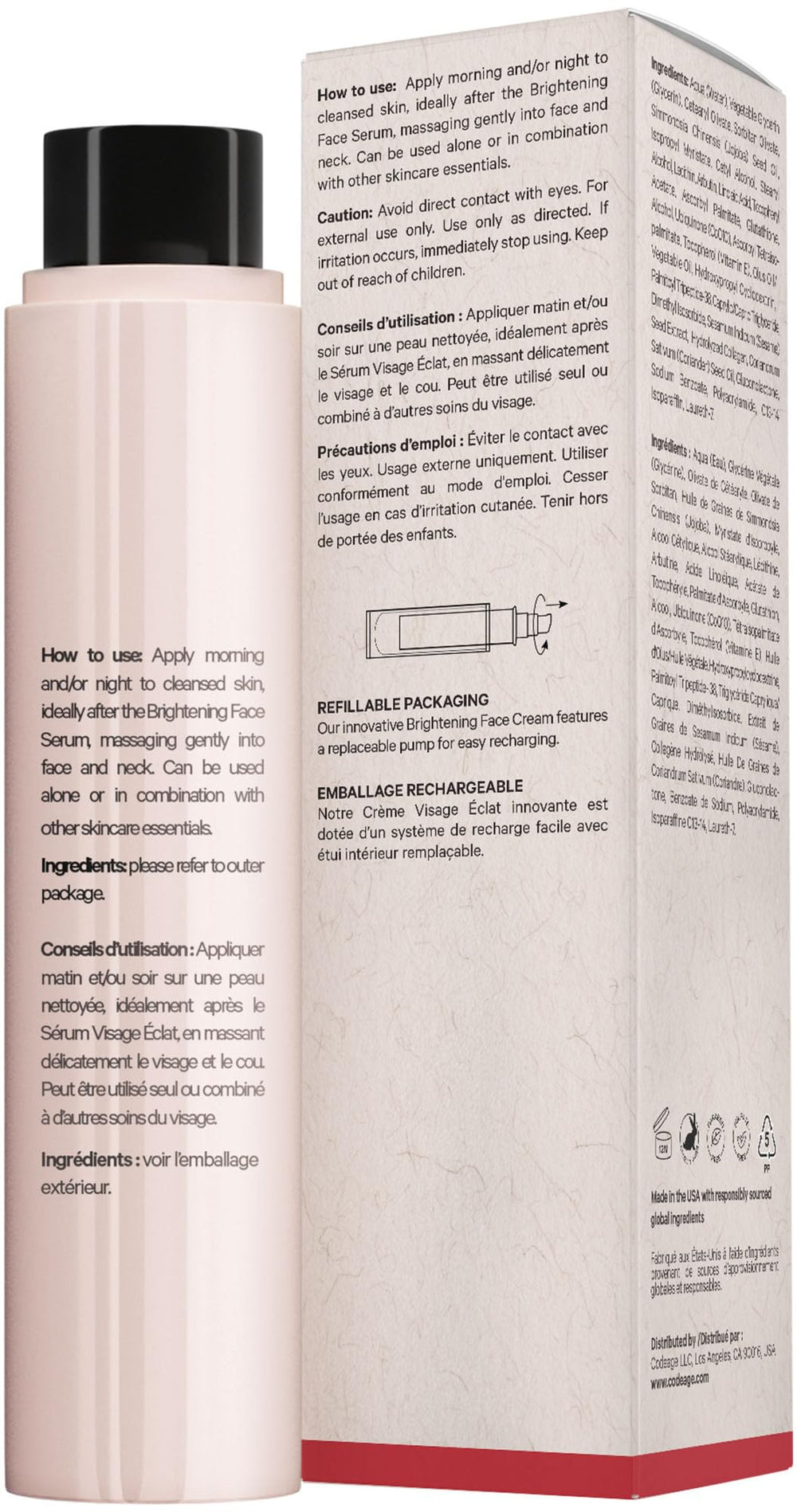 Codeage Maison Rouge refill ingredients highlight antioxidants and peptides for daily care.