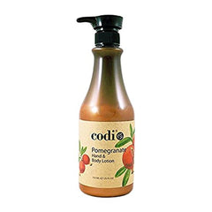 CODi Pomegranate Hand and Body Lotion bottle with rich moisture for daily use and fragrance.