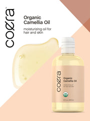 Coera Camellia Oil in glass bottle showing premium packaging.