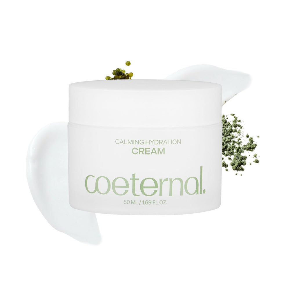 Coeternal Calming Hydration Cream bottle shows a light, soothing texture ideal for sensitive skin.
