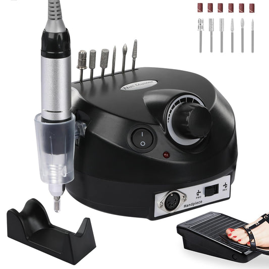 CoFashion electric nail drill 30,000 RPM in action for fast shaping of acrylic and gel nails.