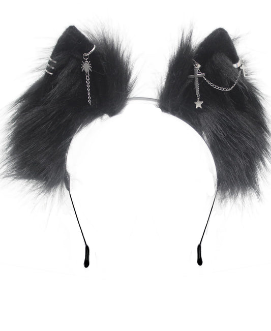 CoFoWo black cat fox wolf ears headband front view for cosplay