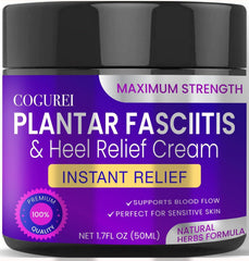 COGUREI plantar fasciitis relief cream application on heel for soothing relief