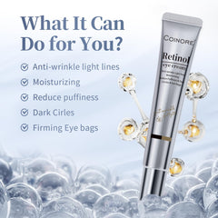 Coinore retinol under-eye cream tube ready for quick, non-greasy application