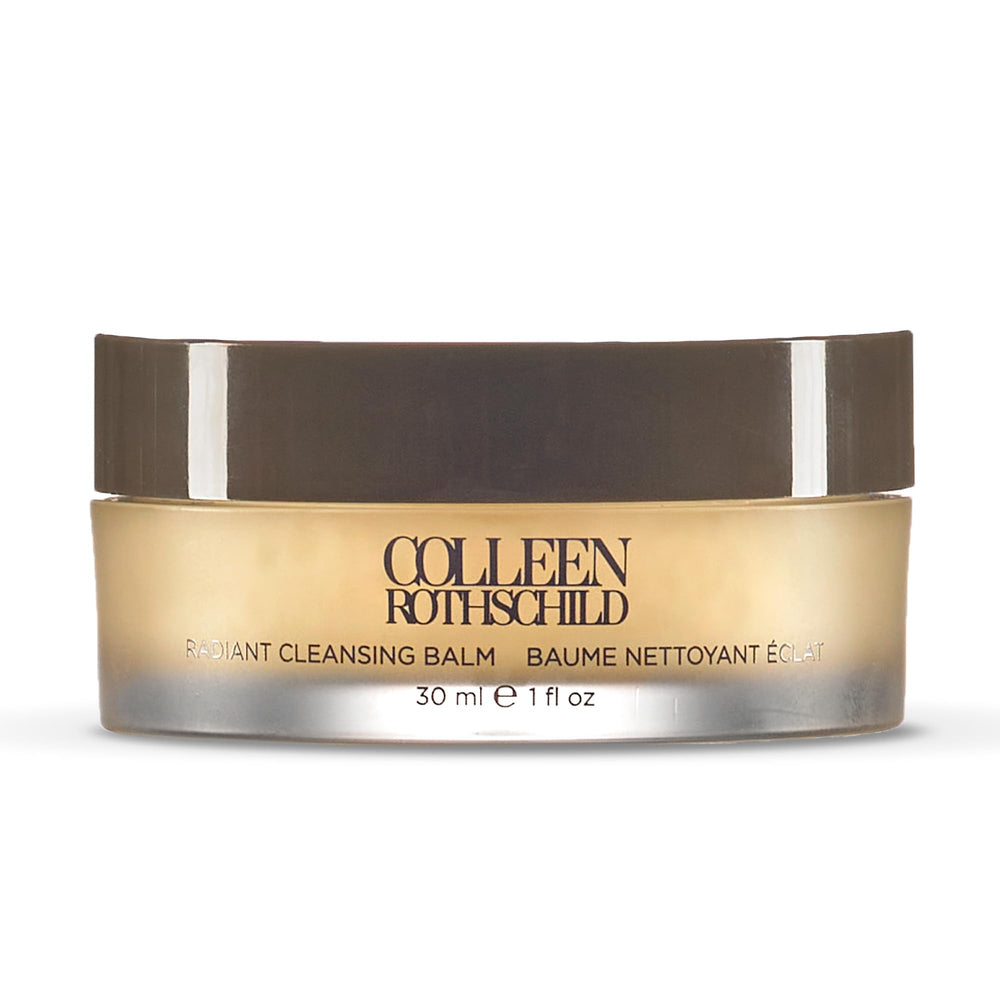 COLLEEN ROTHSCHILD Mini Radiant Cleansing Balm bottle pour promotes gentle makeup removal.