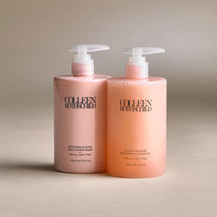 COLLEEN ROTHSCHILD Quench & Shine shampoo pump bottle emphasizing easy application and controlled use.