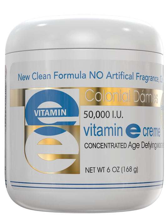 Colonial Dames high potency Vitamin E bottle for daily hydration and protection.