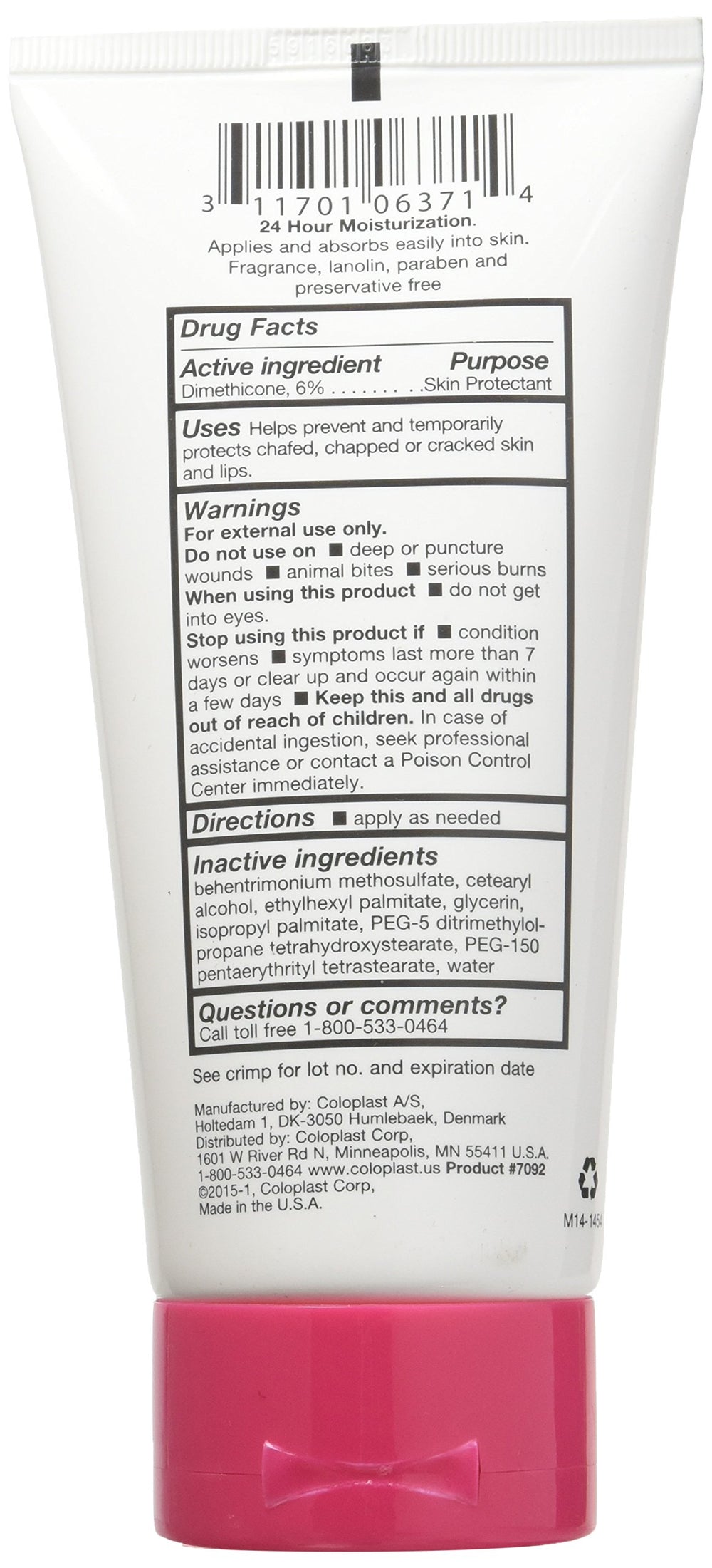 Close-up of Coloplast Sween24 Unscented Cream texture showing smooth, non-greasy feel.