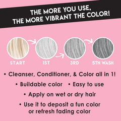 Color Lux color deposit in silver demonstrates pigment release on hair