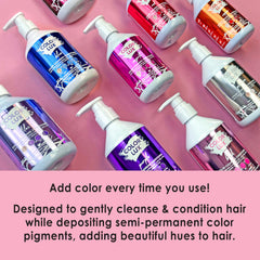 Color Lux Lilac hair application shows gentle cleanse and pigment transfer.
