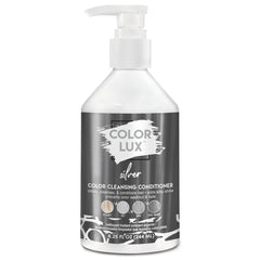 Color Lux silver bottle closeup, showcasing color depositing action for cool tones