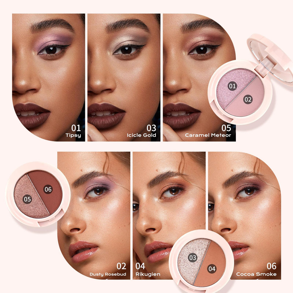 Color Nymph 6-color palette swatches show matte and shimmer textures.