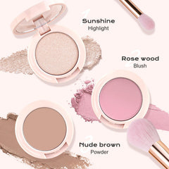 Color Nymph blush contour highlighter swatches in pink tones for flattering everyday radiance