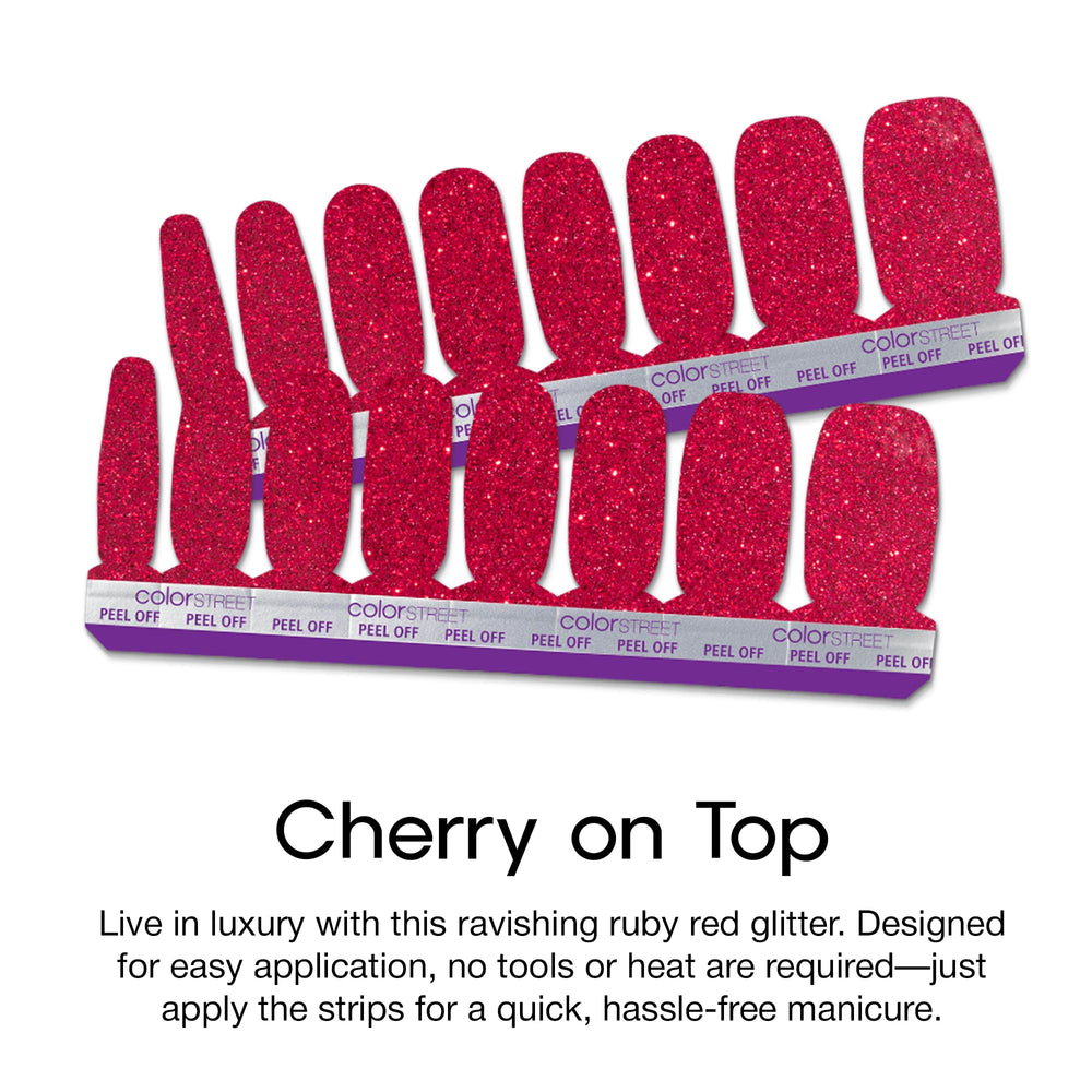 Color Street Cherry on Top set includes 16 double-ended strips for precise application