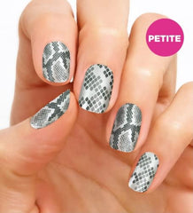 Color Street Goodnight Hiss nails on hand demonstrating quick, shimmer manicure