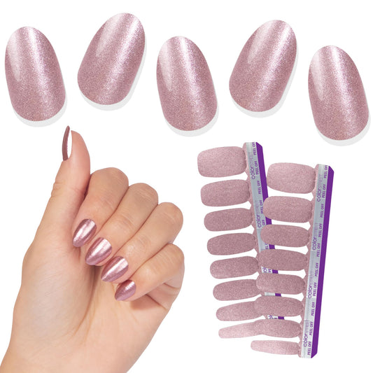 Color Street Princess Cut rose gold shimmer strips for a sparkling manicure.