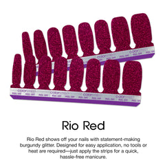 Rio Red strips are easy to peel and apply for quick nails