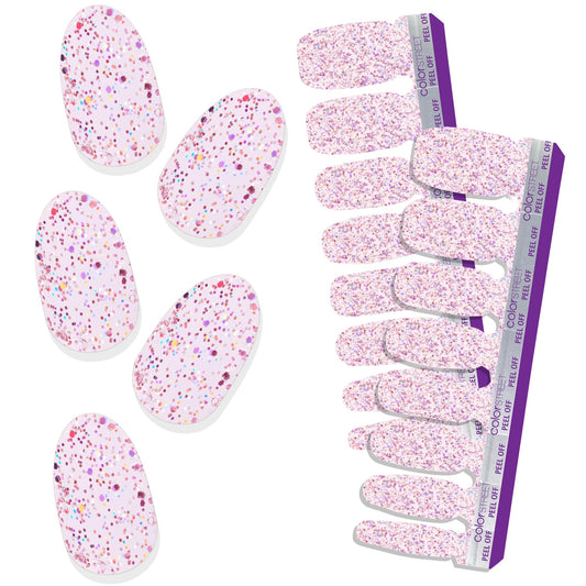 Color Street Shimmer Down rosy pink glitter nails for easy, eye-catching glam.