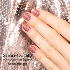 Color Street Social Butterfly glitter finish close-up highlights rose-gold shine