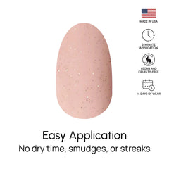 Color Street Vanilla Romance glitter nail strip swatch reveals blush nude base with sparkle.