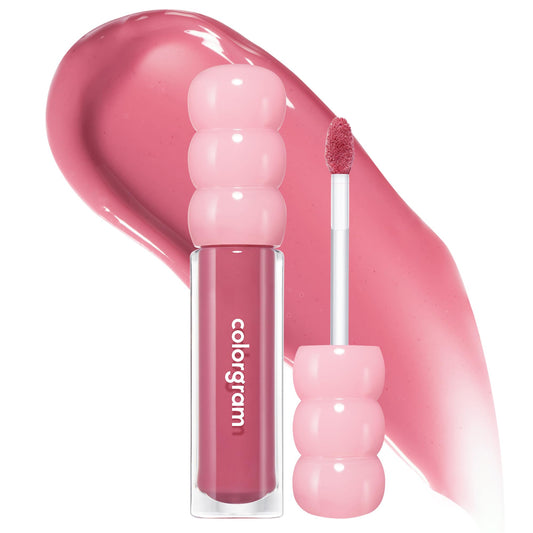 COLORGRAM Fruity Glass Gloss 04 Farewell Guava swatch shows radiant glass-like shine