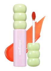 COLORGRAM Fruity Glass Tint 01 Apricot jar shows long-lasting glossy color for lips.