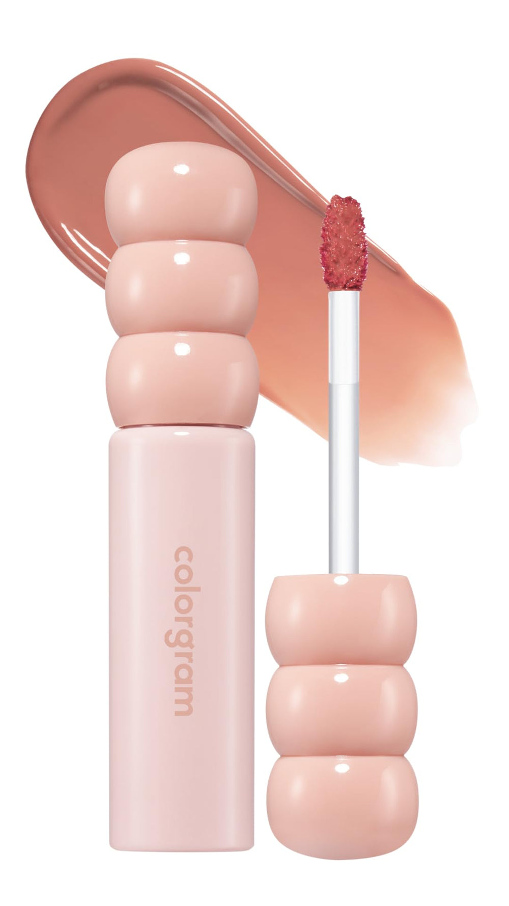 COLORGRAM Fruity Glass Tint 13 Shy Pear bottle close-up showing glossy nude shade with shine