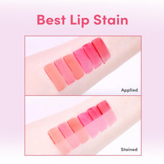 COLORGRAM Fruity Water Tint 02 Bunny Pink layered with gloss for personalized shine.