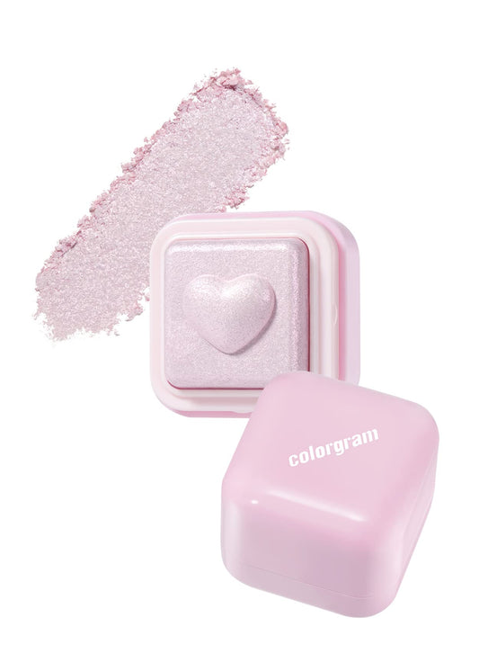 Colorgram Milk Bling Heartlighter 02 pink heart front shows rosy glow for daily radiance.
