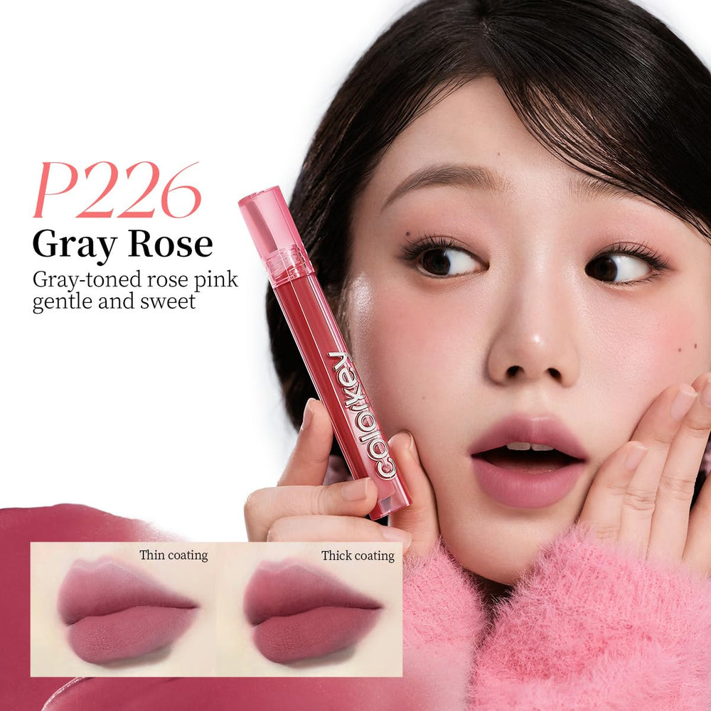 COLORKEY Airy Velvet Lip Tint waterproof swatches demonstrate smudge-resistant color.