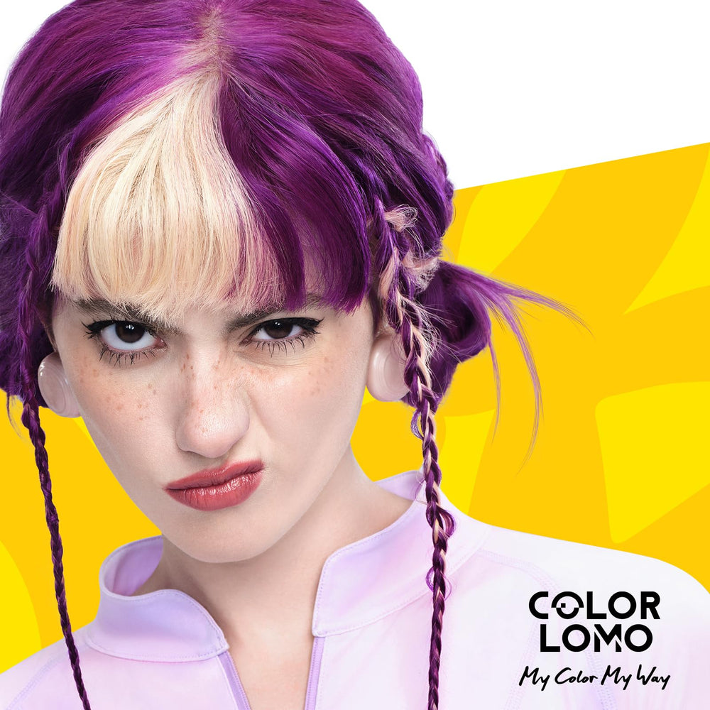 COLORLOMO shampoo closeup shows glossy, shiny hair after wash.