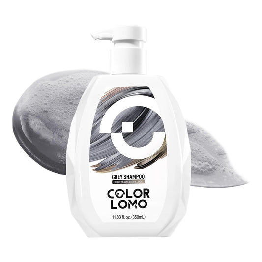 COLORLOMO Ultra Color Safe Shampoo grey bottle protects color and adds shine.