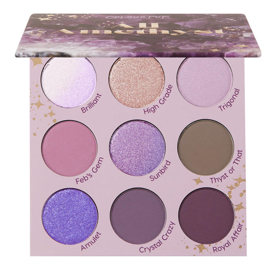 ColourPop All Amethyst palette front view delivers bold, amethyst-inspired looks with long-lasting payoff.