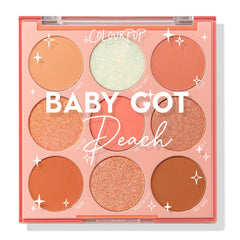 ColourPop Baby Got Peach palette front view with peachy tones for versatile day-to-night looks.