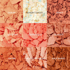 ColourPop Baby Got Peach palette open pan closeup highlighting orange, coral, and gold shades.
