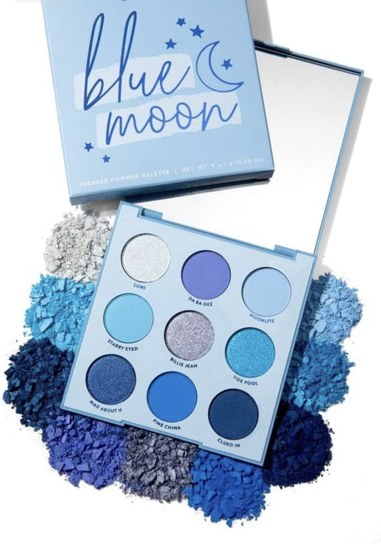 ColourPop Blue Moon palette cover with bold blue tones for vibrant, long-lasting summer looks.