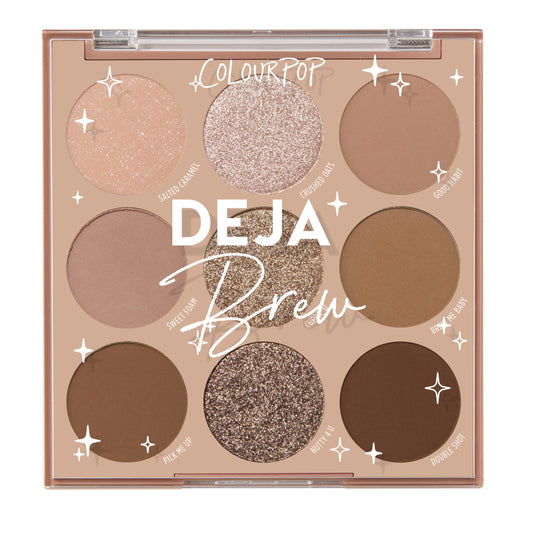 ColourPop Deja Brew palette front cover, compact design for on-the-go makeup.