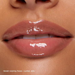 ColourPop Double the Juiciness Tease liner in use for clean lip edges.