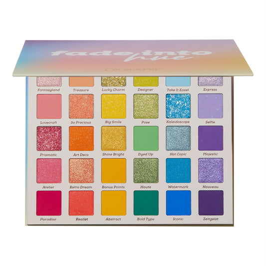 ColourPop Fade Into Hue palette open showing rainbow shade range for versatile looks.
