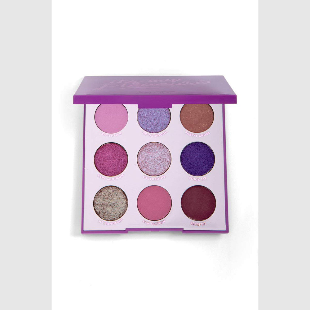 ColourPop Its My Pleasure purple swatches reveal matte to metallic finishes for versatile color payoff.