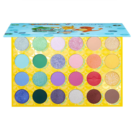 ColourPop Pallet Town palette open, rainbow hues for vibrant looks.