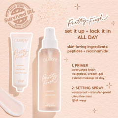 Fine mist on skin from ColourPop Pretty Fresh showcasing smooth hydrating finish