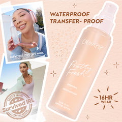 Close-up of ColourPop Pretty Fresh mist spray showing even micro-fine application