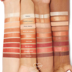 Open ColourPop Rock On palette revealing nine warm shades with smooth powder texture.