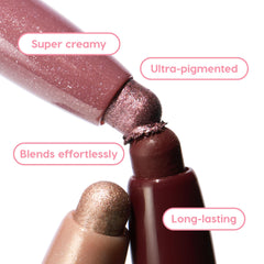 ColourPop Rose Goals Shadow Stix cream application on eyelid for quick color.