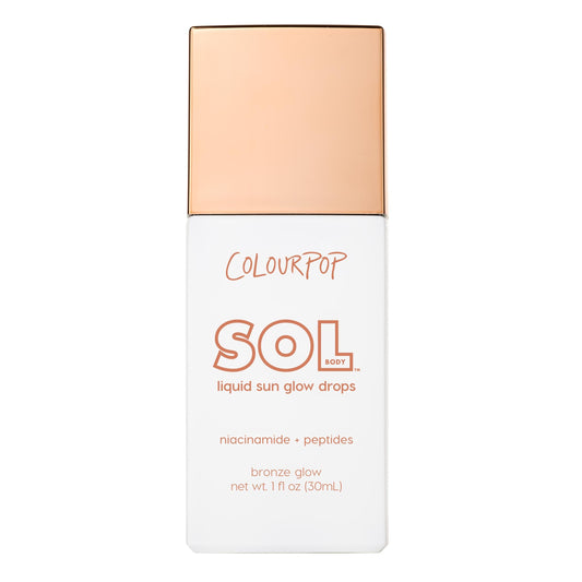 ColourPop Sol Liquid Sun Glow Drops bottle showing bronzed glow for face and body