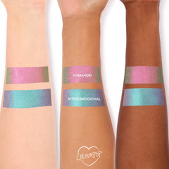 ColourPop Stranger Things Chrome Liquid Eyeshadow glow on eyelid lasts with shift.